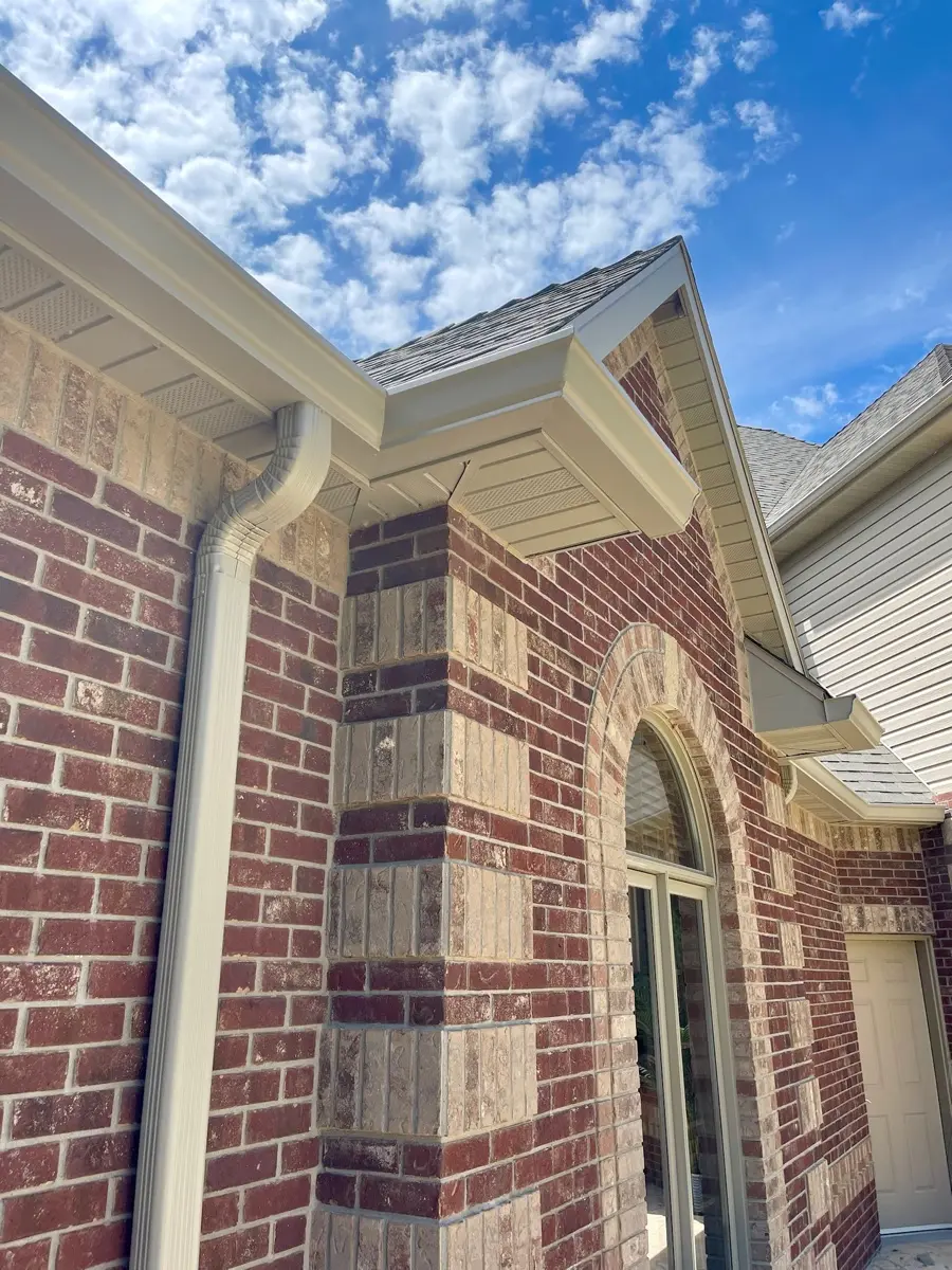 Seamless gutter on an older brick home in Spokane