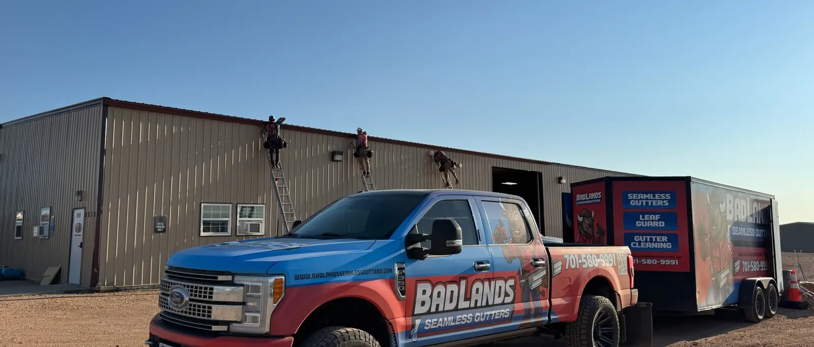 Badlands crew and gutter truck at a Watford City area jobsite